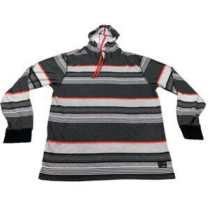 Ocean Current Hoodie Men Large Gray Striped Pullover Casual Sweatshirt Skatewear